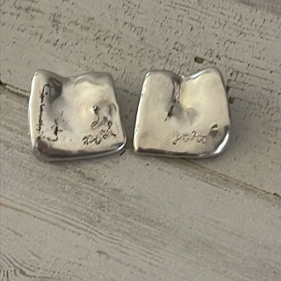 Bat Ami Sterling Silver Electroform Square Earrings - Picture 2 of 4